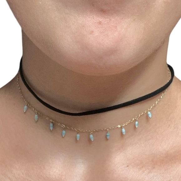 Anthropologie Serefina Black & Turquoise Stone Choker - Picture 6 of 6